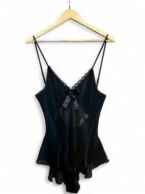 Vintage Victoria's Secret Gold Label 90s Black Lace Teddy Bodysuit Vampy Sexy